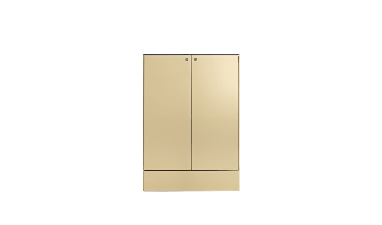 Tall Maxalto Luminor cabinet in yellow gold PVD