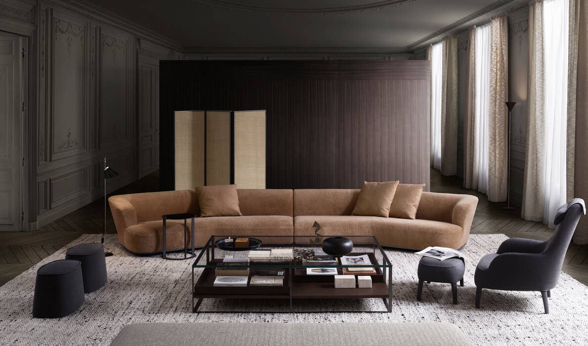 Maxalto living environment with a warm upholstered Lilum sofa