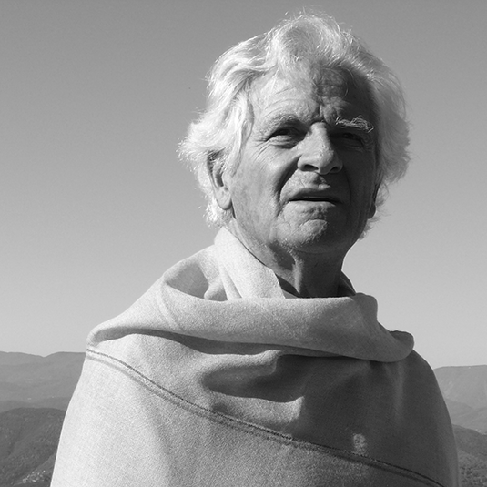 Black-and-white portrait of French designer Pierre Paulin