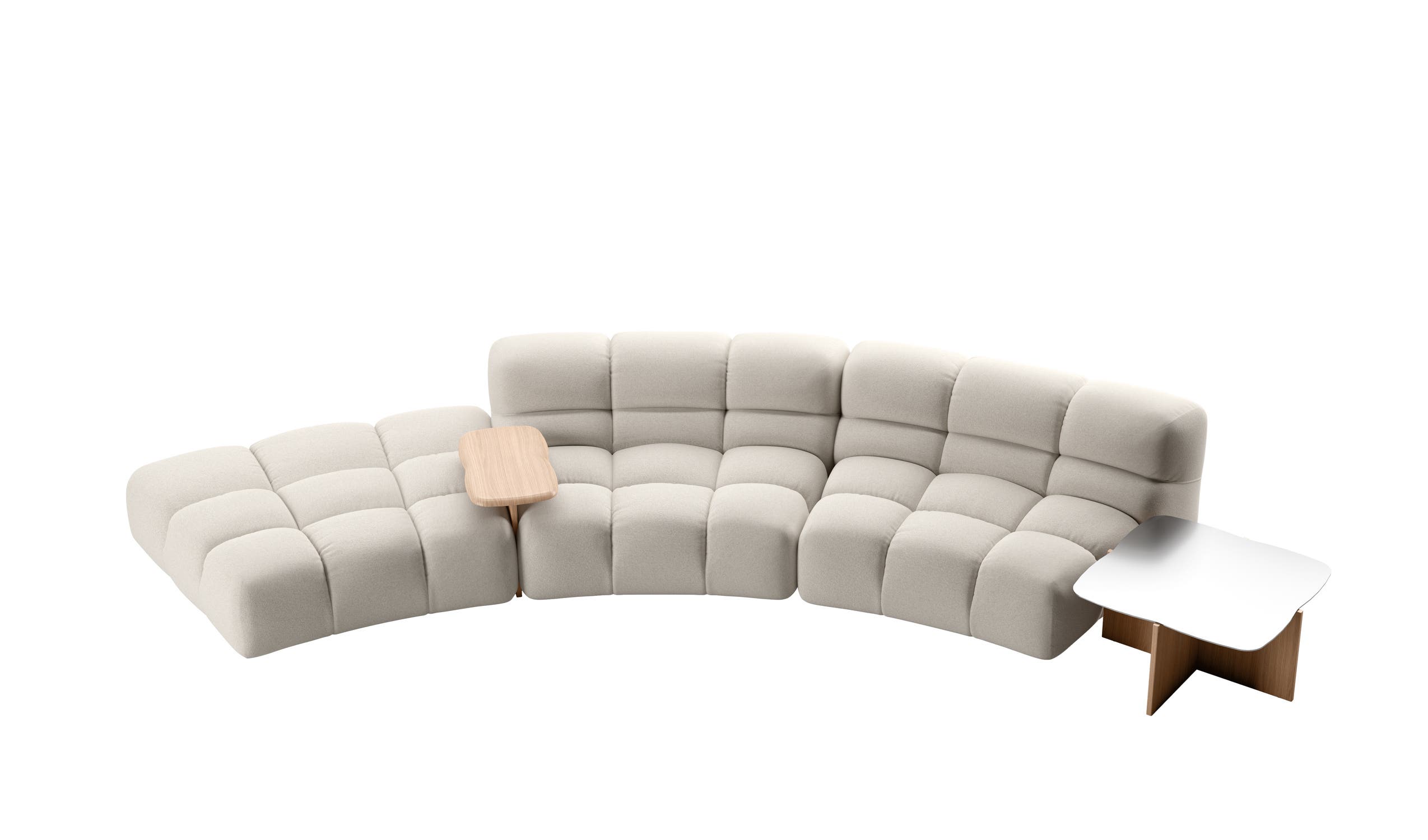 Curved Tufty-Time 20 composition with integrated service table